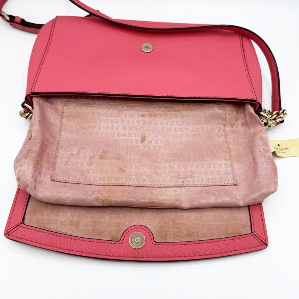 Kate Spade Leather Laurel Way Greer Coral Chain Crossbody Bag Purse - Picture 9 of 13